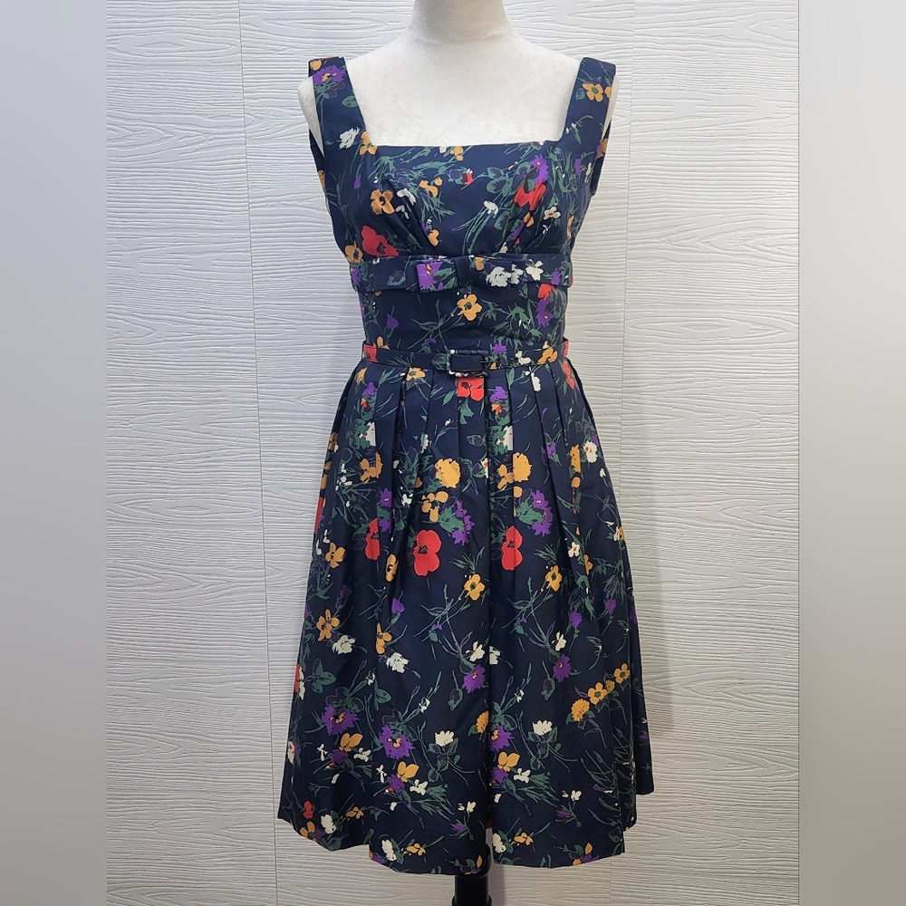 Hannah Troy 1950s Vintage Floral Belted Sundress With A Bow RARE